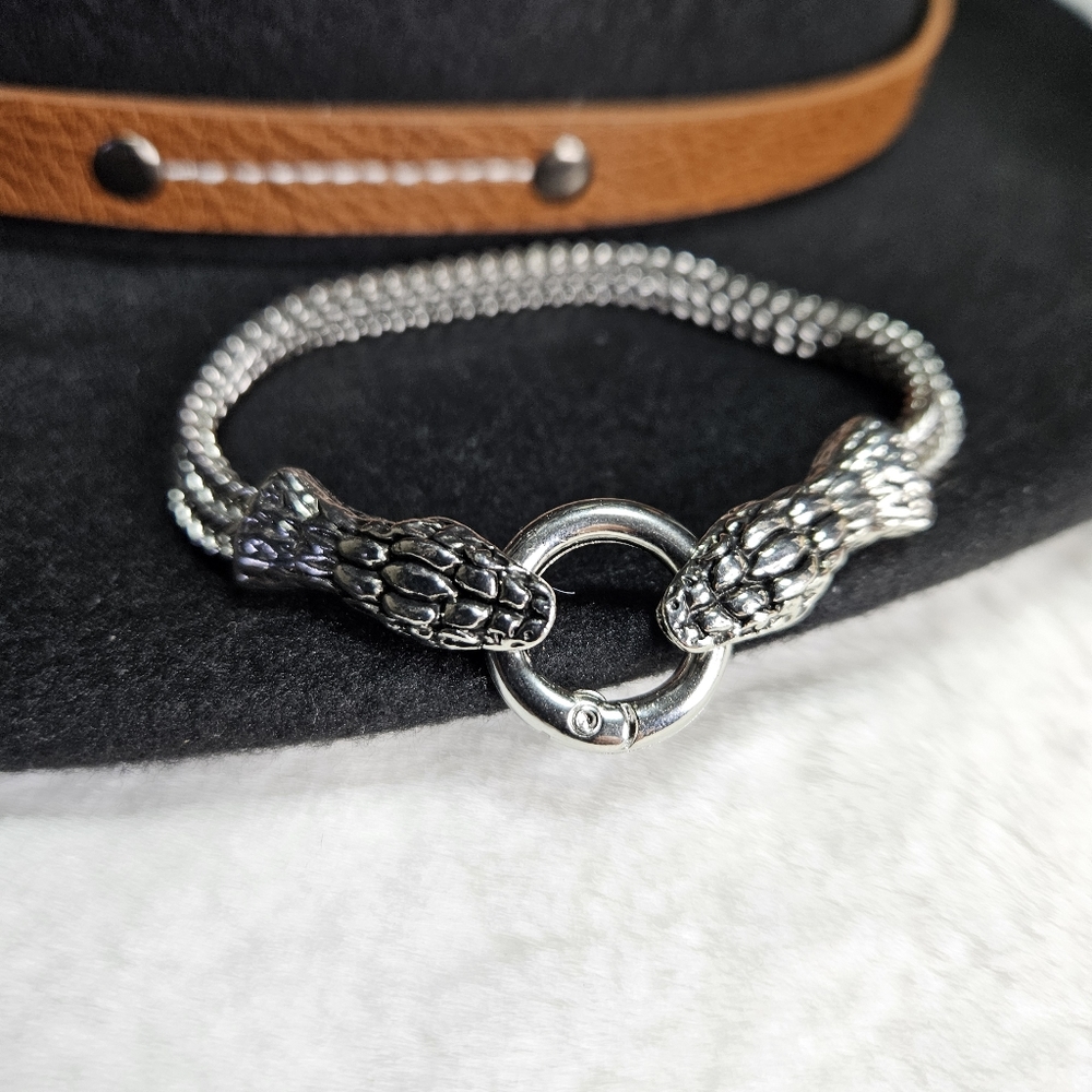 Men's silver snake bracelet